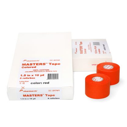 Тейп спортивный цветной MASTERS Tape Colored Pharmacels красный - 100% хлопок